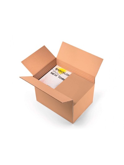 Caja para embalar q-connect ultrarresistente regulable en altura carton canal doble 7 mmcolor kraft 350x325x280 mm