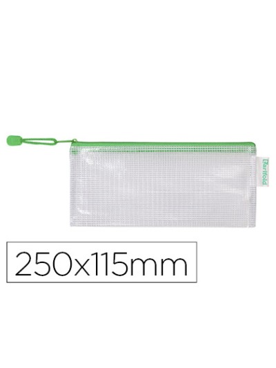 Bolsa multiusos tarifold pvc 250x115 mm apertura superior con cremallera portaboligrafo y correa color verde