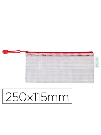 Bolsa multiusos tarifold pvc 250x115 mm apertura superior con cremallera portaboligrafo y correa color rojo