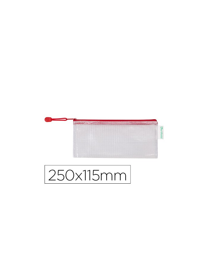 Bolsa multiusos tarifold pvc 250x115 mm apertura superior con cremallera portaboligrafo y correa color rojo Bolsa multiusos tarifold pvc 250x115 mm apertura superior con cremallera portaboligrafo y correa color rojo