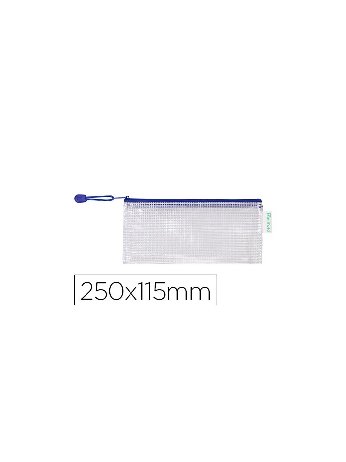 Bolsa multiusos tarifold pvc 250x115 mm apertura superior con cremallera portaboligrafo y correa color azul Bolsa multiusos tarifold pvc 250x115 mm apertura superior con cremallera portaboligrafo y correa color azul