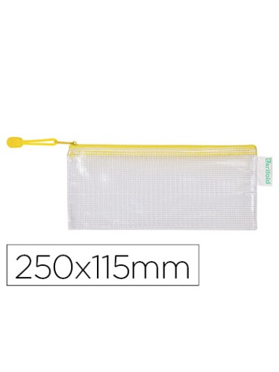 Bolsa multiusos tarifold pvc 250x115 mm apertura superior con cremallera portaboligrafo y correa color amarillo