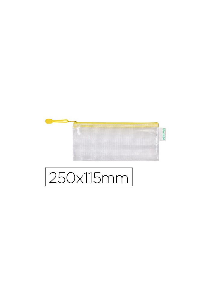 Bolsa multiusos tarifold pvc 250x115 mm apertura superior con cremallera portaboligrafo y correa color amarillo Bolsa multiusos tarifold pvc 250x115 mm apertura superior con cremallera portaboligrafo y correa color amarillo