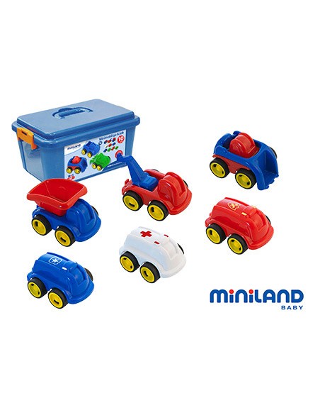 Juego didactico miniland con 10 vehiculos profesionales flexibles para trabajar la educacion vial