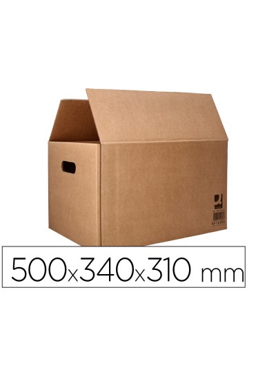 Caja para embalar q-connect americana ultrarresistente conasas carton canal doble 7 mm color kraft 500x340x310 mm