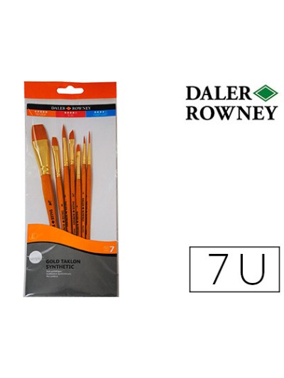 Pinceles daler rowney simply art sintentico mango corto dorado blister de 7 unidades