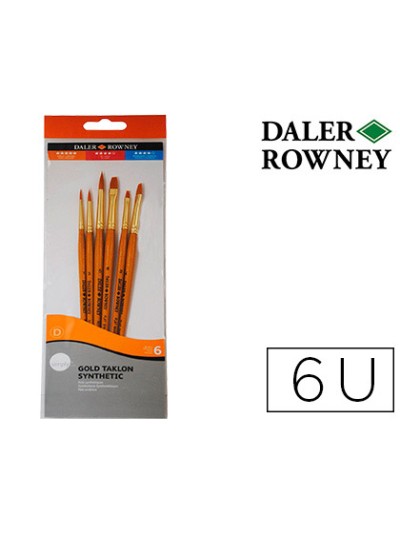 Pinceles daler rowney simply art sintentico mango corto dorado blister de 6 unidades