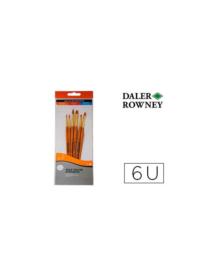 Pinceles daler rowney simply art sintentico mango corto dorado blister de 6 unidades Pinceles daler rowney simply art sintentico mango corto dorado blister de 6 unidades