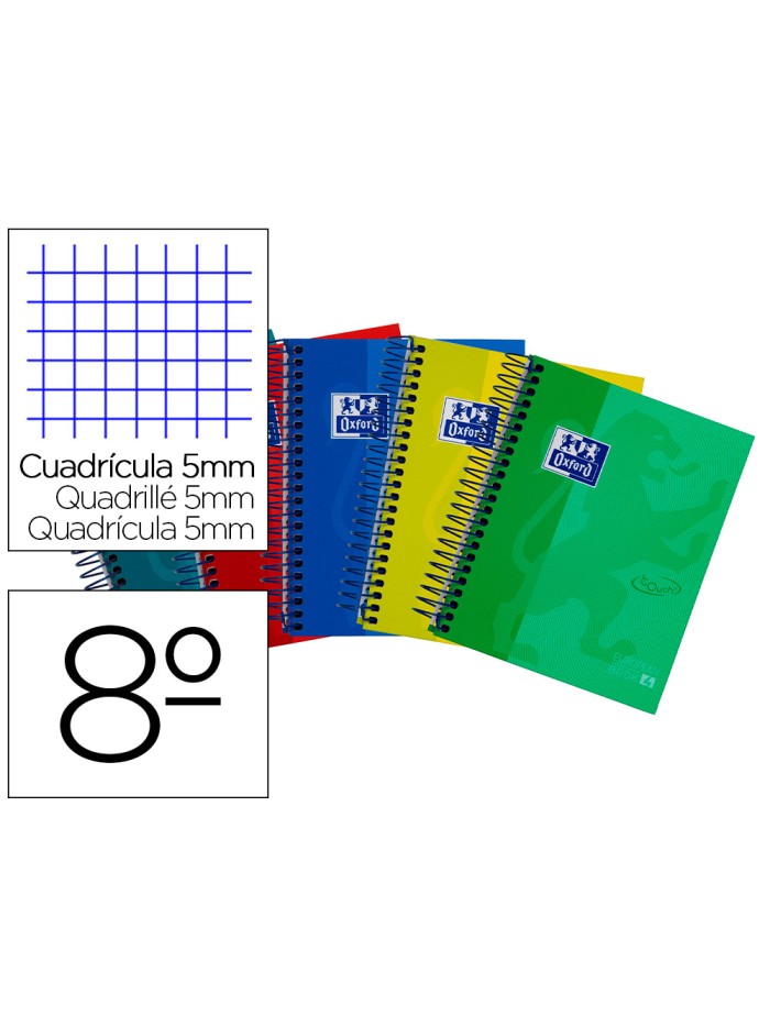 Cuaderno espiral oxford ebook 4 tapa extradura 8 120 hojas cuadricula 5 mm colores surtidos touch Cuaderno espiral oxford ebook 4 tapa extradura 8 120 hojas cuadricula 5 mm colores surtidos touch