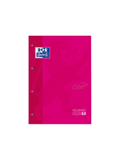 Recambio color 1 oxford din a4+ 80 hojas 90 gr cuadricula 5 mm tapa blanda 4 taladros fucsia touch