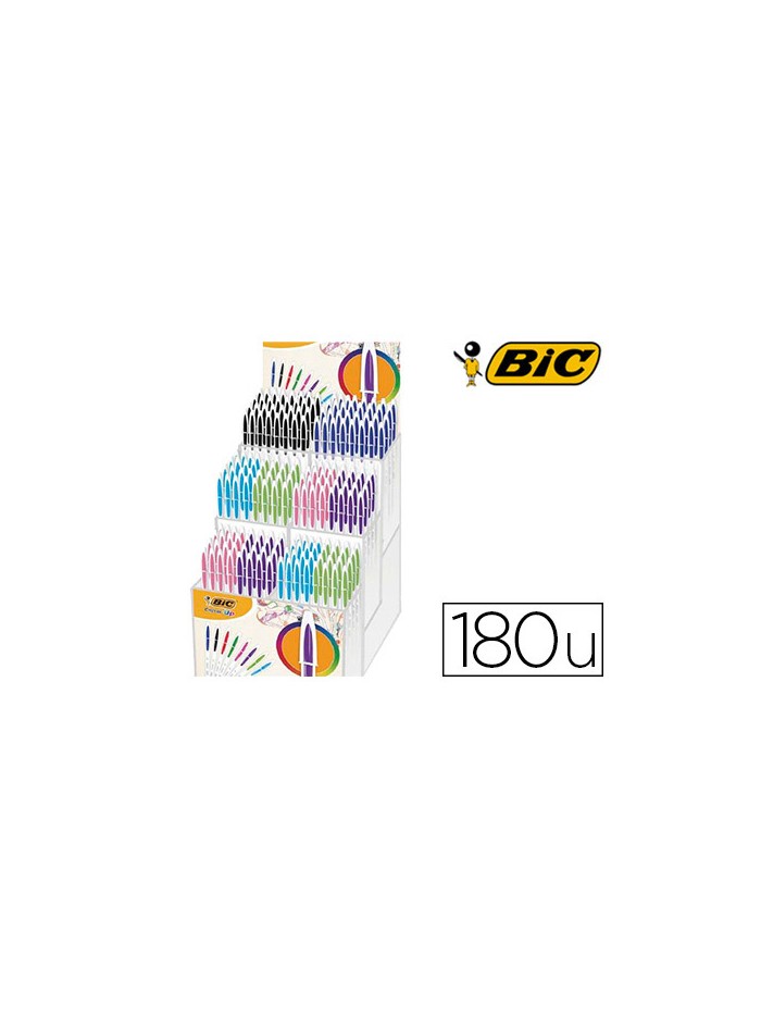 Boligrafo bic cristal up bicolor punta de 1,2 mm expositor de 180 unidades colores surtidos Boligrafo bic cristal up bicolor punta de 1,2 mm expositor de 180 unidades colores surtidos