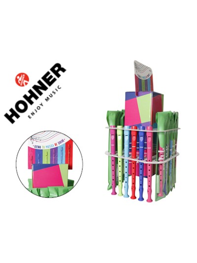 Flauta hohner gama colores expositor sobremesa de 36 unidades surtidas 6 por color 140x140x400 mm