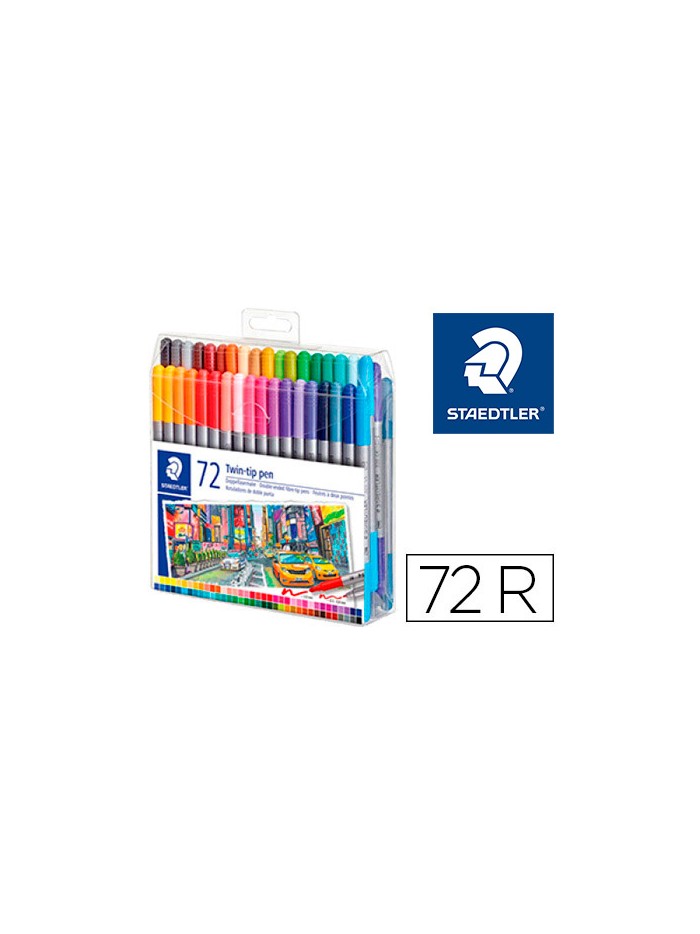 Rotulador staedtler doble punta de fibra 3200 estuche de 72 unidades colores surtidos Rotulador staedtler doble punta de fibra 3200 estuche de 72 unidades colores surtidos