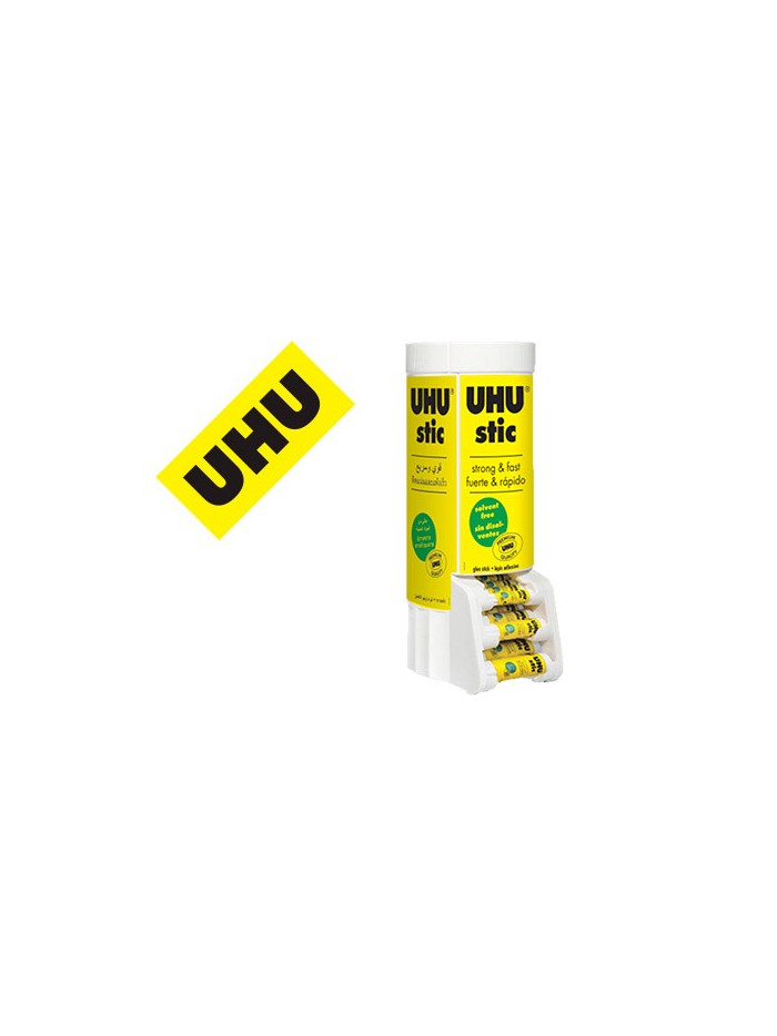 Pegamento uhu barra expositor sobremesa multiformato 8-21-40 gr 530x190x210 mm + 12 uds sin cargo 21 gr Pegamento uhu barra expositor sobremesa multiformato 8-21-40 gr 530x190x210 mm + 12 uds sin cargo 21 gr