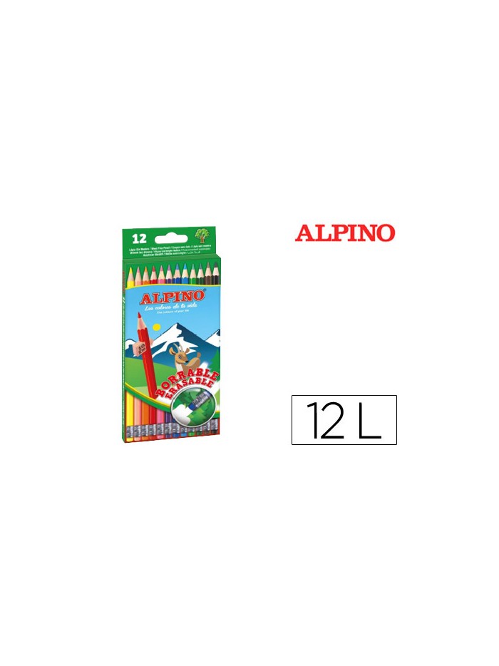 Lapices de colores alpino borrable con goma caja de 12 colores surtidos Lapices de colores alpino borrable con goma caja de 12 colores surtidos