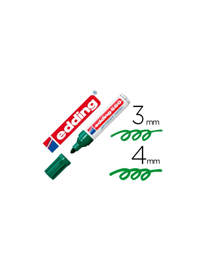 Rotulador edding punta fibra permanente 550 verde n. 4 punta redonda recargable Rotulador edding punta fibra permanente 550 verde n. 4 punta redonda recargable