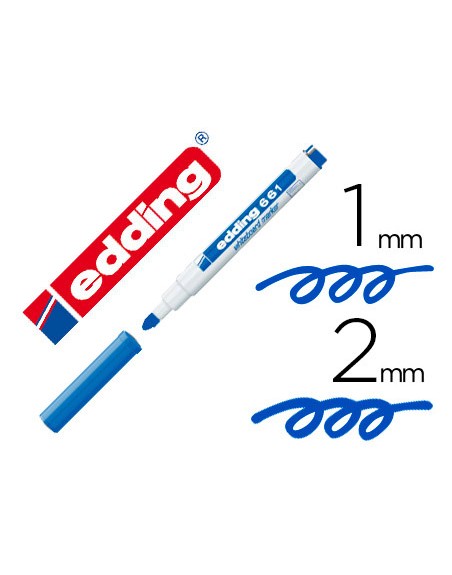 Rotulador edding para pizarra blanca 661 color azul punta redonda 1-2 mm