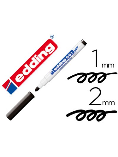 Rotulador edding para pizarra blanca 661 color negro punta redonda 1-2 mm
