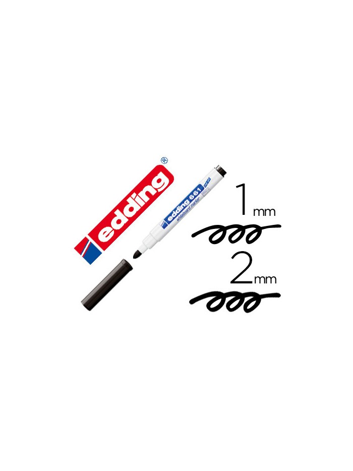 Rotulador edding para pizarra blanca 661 color negro punta redonda 1-2 mm Rotulador edding para pizarra blanca 661 color negro punta redonda 1-2 mm