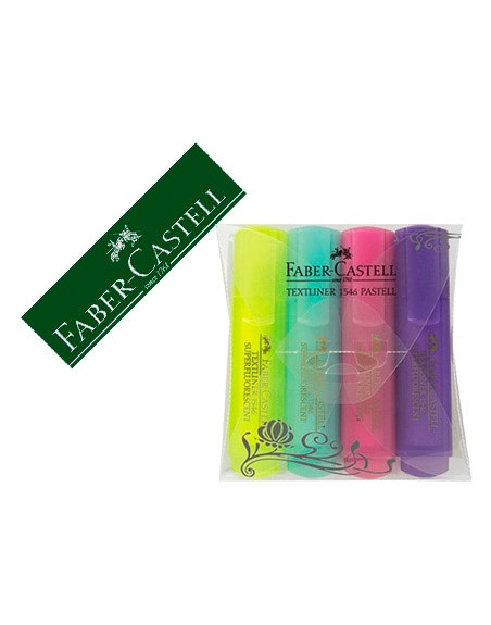 Rotulador faber fluorescente 1546 color pastel estuche 4 unidades colores surtidos