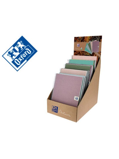 Cuaderno espiral oxford european book nature din a4+ expositor sobremesa de 21 unidades surtidas