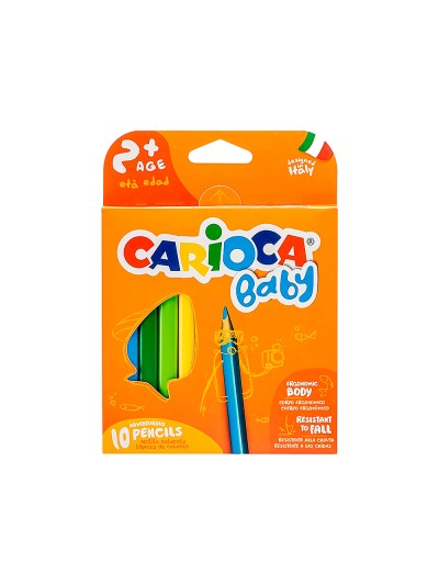 Lapices de colores carioca baby 2 años caja de 10 colores surtidos