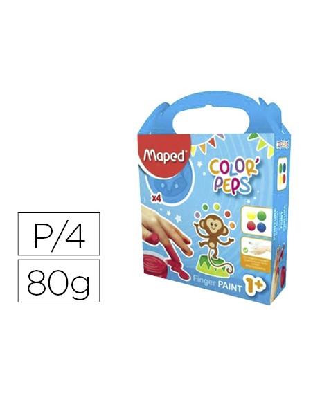 Pintura a dedos maped color peps caja de 4 botes colores surtidos 80 gr