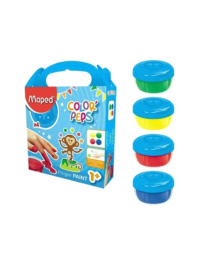 Pintura a dedos maped color peps caja de 4 botes colores surtidos 80 gr