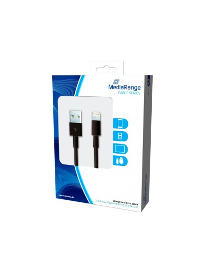 Cable usb 2.0 a apple lightning mediarange usb 2.0 longitud de cable 1 mt negro