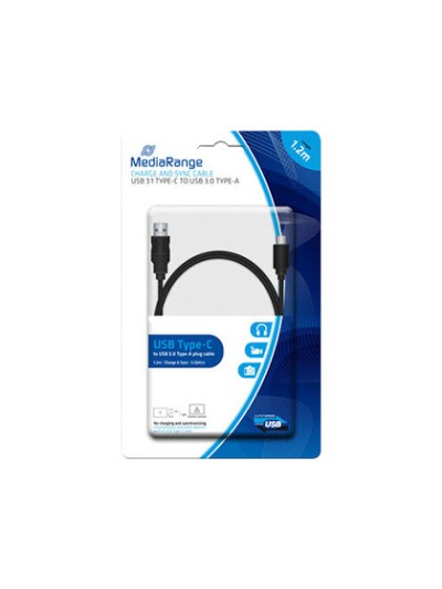 Cable usb 3.1 tipo c a usb 3.0 tipo a mediarange longitud del cable 1.2 mt negro