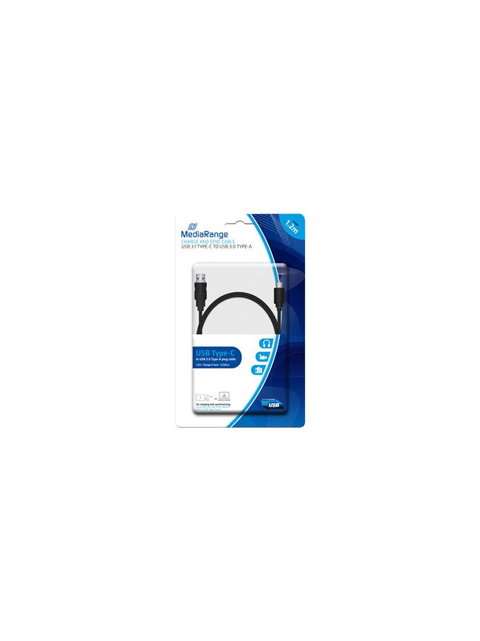 Cable usb 3.1 tipo c a usb 3.0 tipo a mediarange longitud del cable 1.2 mt negro Cable usb 3.1 tipo c a usb 3.0 tipo a mediarange longitud del cable 1.2 mt negro
