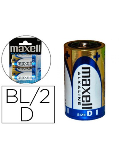 Pila maxell alcalina 1.5v tipo d lr20 blister de 2 unidades