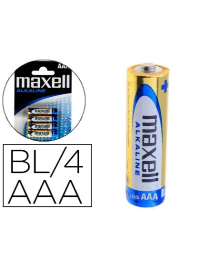 Pila maxell alcalina 1.5 v tipo aaa lr03 blister de 4 unidades