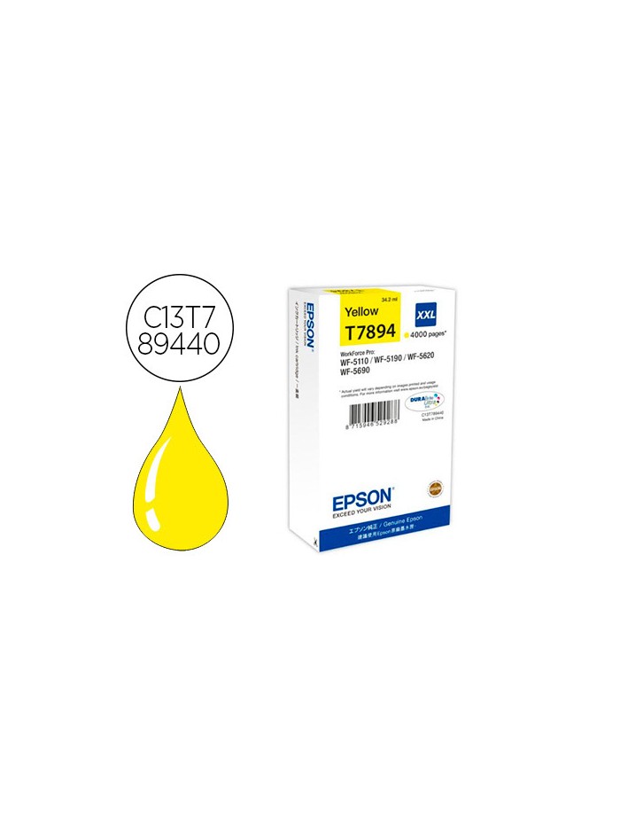 Ink-jet epson t7894xxl wf-5110 / 5190 / 5620 / 5690 amarillo alta capacidad Ink-jet epson t7894xxl wf-5110 / 5190 / 5620 / 5690 amarillo alta capacidad