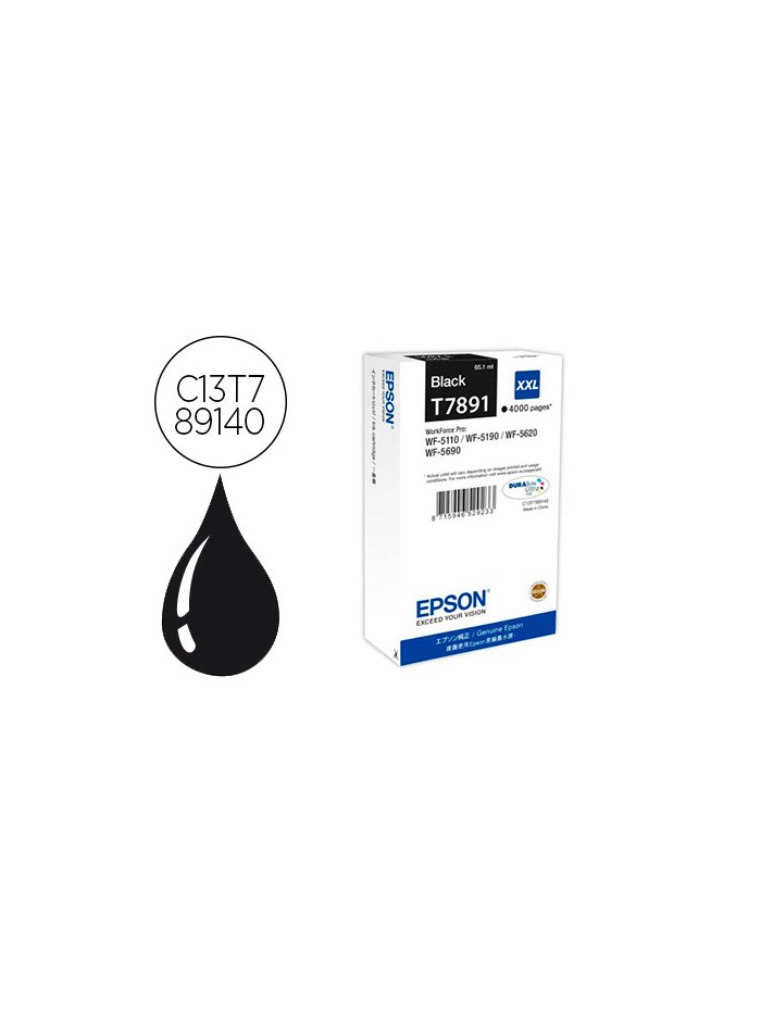 Ink-jet epson t7891xxl wf-5110 / 5190 / 5620 / 5690 negro alta capacidad Ink-jet epson t7891xxl wf-5110 / 5190 / 5620 / 5690 negro alta capacidad