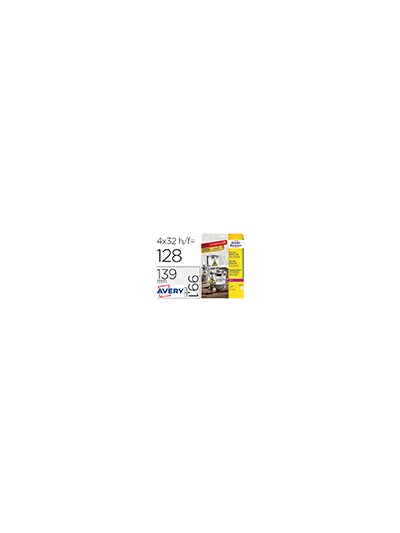 Etiqueta adhesiva resistente avery poliester blanco 99,1x139 mm para impresora laser pack de 32 unidades