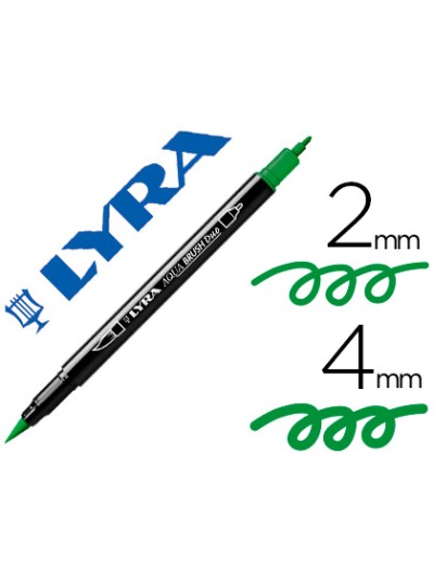 Rotulador lyra aqua brush acuarelable doble punta fina y pincel verde