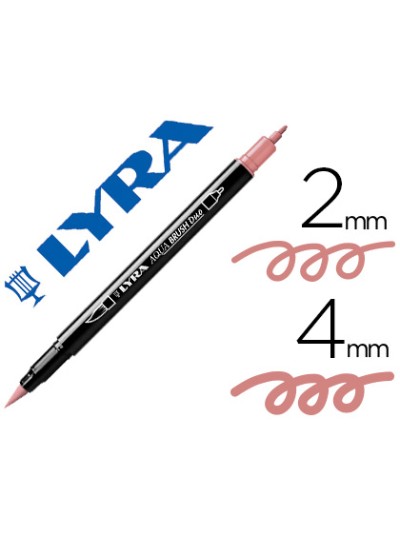 Rotulador lyra aqua brush acuarelable doble punta fina y pincel rosa carmin