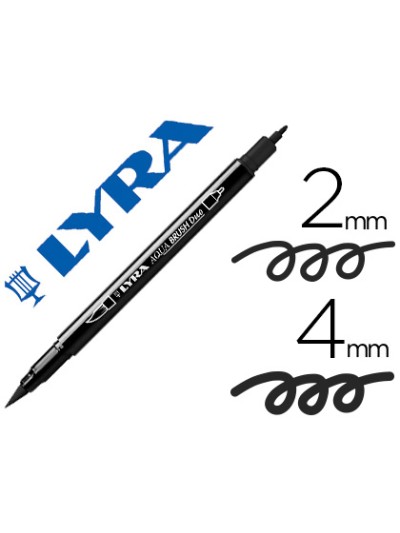Rotulador lyra aqua brush acuarelable doble punta fina y pincel negro