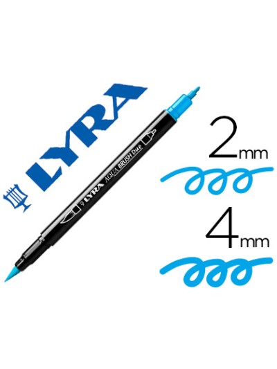 Rotulador lyra aqua brush acuarelable doble punta fina y pincel azul claro