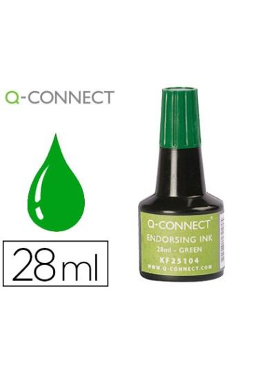 Tinta tampon q-connect verde bote 28 ml