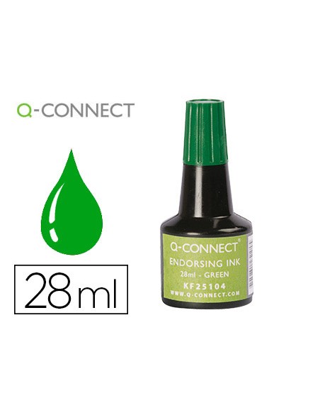 Tinta tampon q-connect verde bote 28 ml