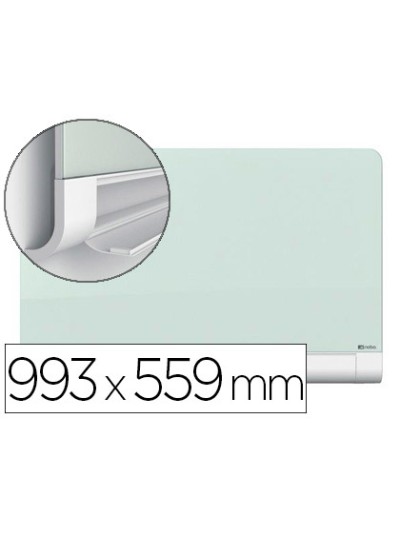 Pizarra blanca nobo diamond cristal magnetica esquinas redondas 993x559 mm