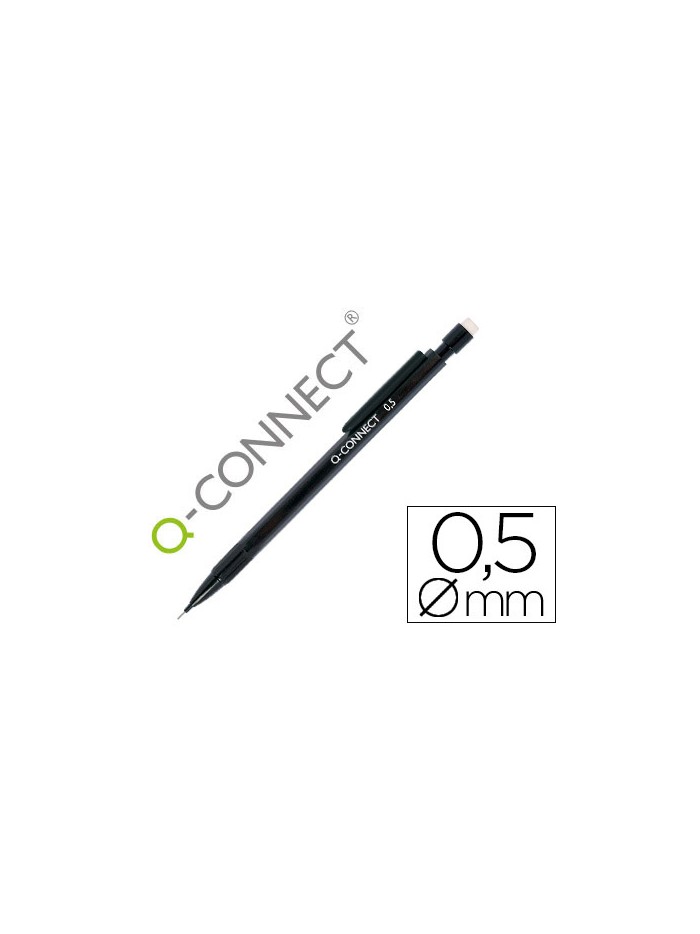 Portaminas q-connect 0,5 mm con 3 minas cuerpo negro con clip negro Portaminas q-connect 0,5 mm con 3 minas cuerpo negro con clip negro