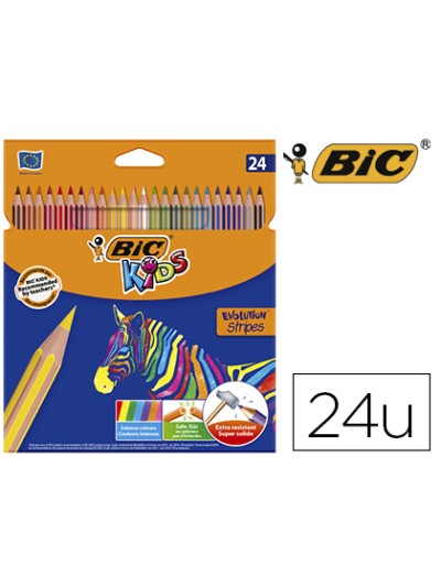 Lapices de colores bic evolution stripes caja de 24 colores surtidos