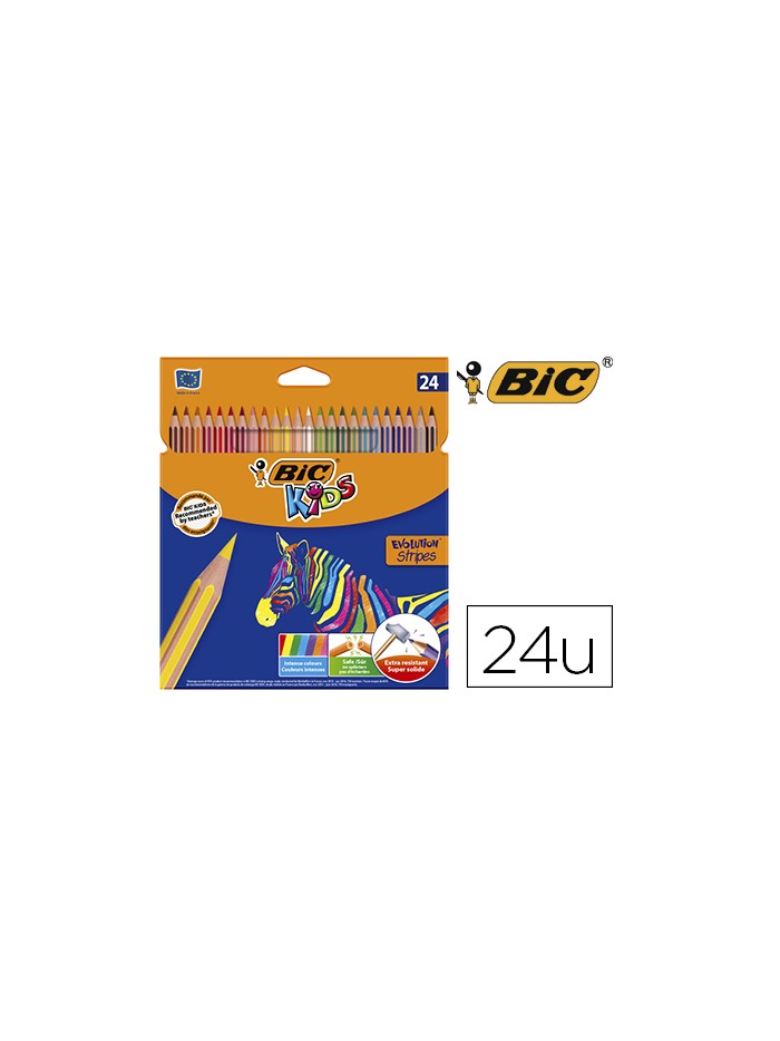 Lapices de colores bic evolution stripes caja de 24 colores surtidos Lapices de colores bic evolution stripes caja de 24 colores surtidos