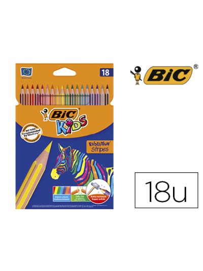 Lapices de colores bic evolution stripes caja de 18 colores surtidos
