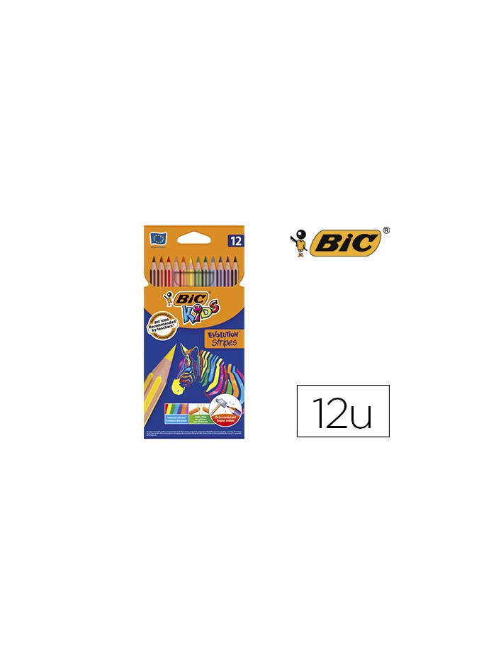 Lapices de colores bic evolution stripes caja de 12 colores surtidos Lapices de colores bic evolution stripes caja de 12 colores surtidos