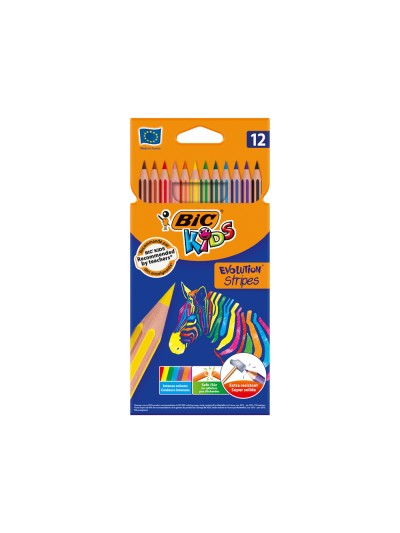 Lapices de colores bic evolution stripes caja de 12 colores surtidos