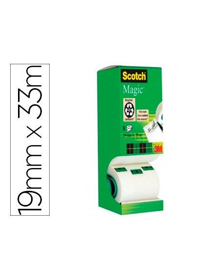 Cinta adhesiva scotch magic invisible 33 mt x 19 mm pack de 8 unidades